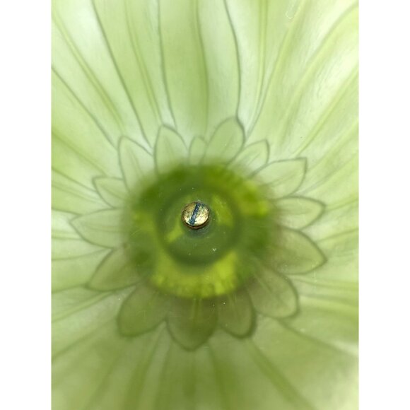 Vtg Green Frosted Glass Candy Dish Footed With Brass Base - Picture 3 of 5